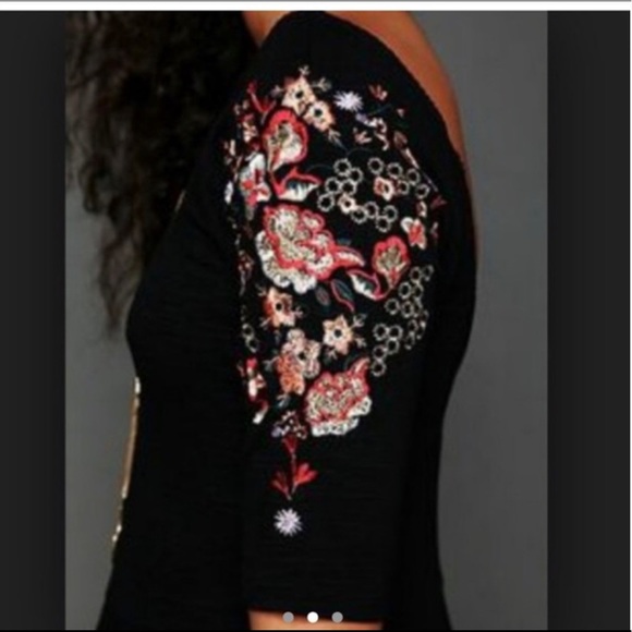 Free People Garden Sleeve Embroidered black dress - Picture 5 of 7